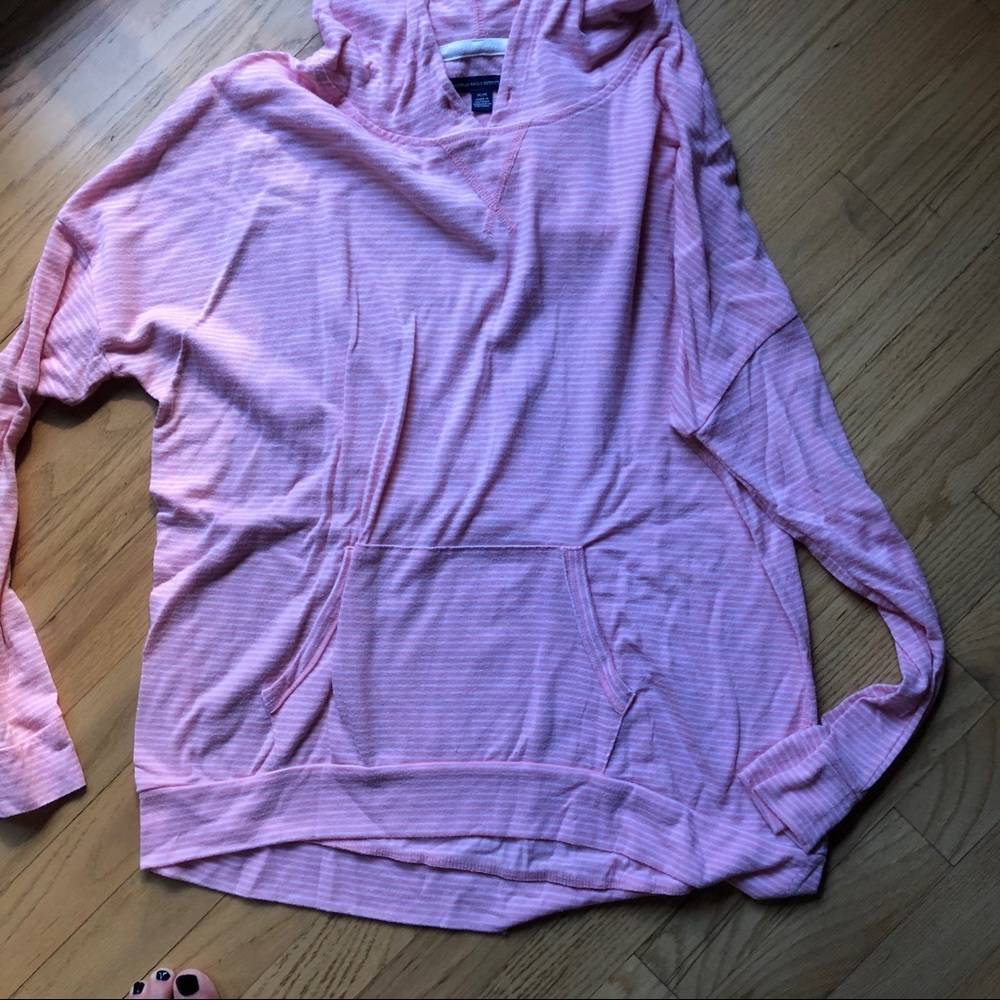 Striped pink and white light sweatshirt hoodie